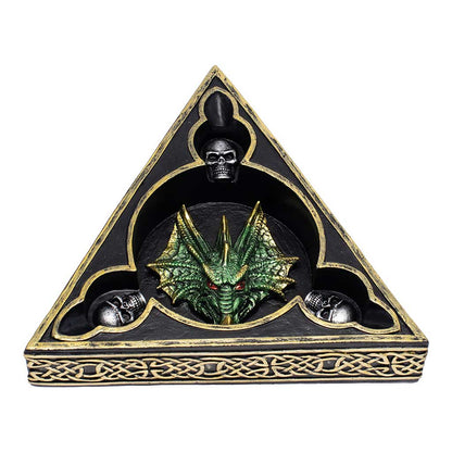 GREEN TRI-HEAD DRAGON ASHTRAY
