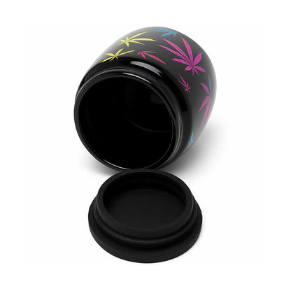 LARGE CERAMIC STASH JAR - WEED LEAFS