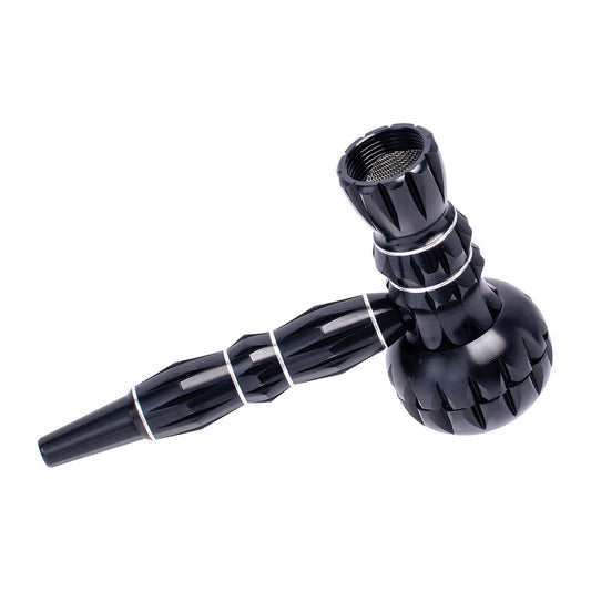 ALUMINUM RIBBED SMOKING PIPE WITH GRINDER