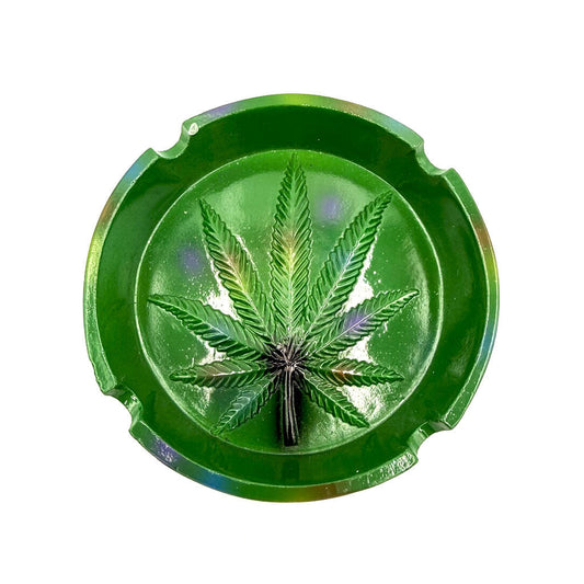 TIE DYE POLYSTONE LEAF ROUND ASHTRAY