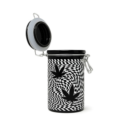 CHECKERBOARD LEAVES STORAGE JAR WITH CLAMPING LID